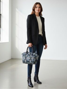 Vera Bradley Signature Print Trapeze Tote/Satchel  - Ink Blue